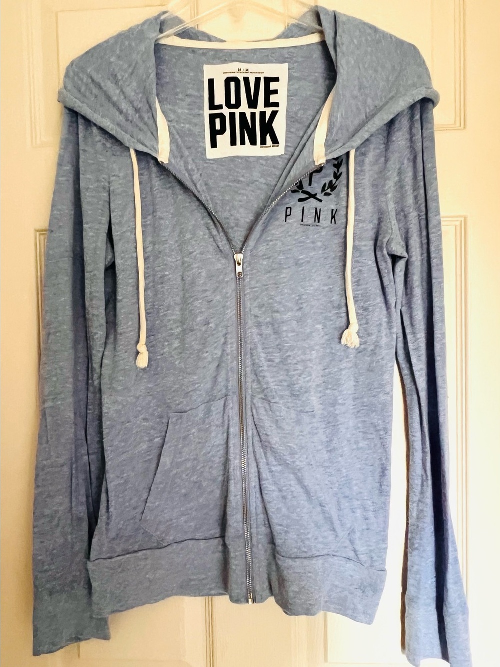 PINK Victoria's Secret Light Blue Zip-Up Hoodie